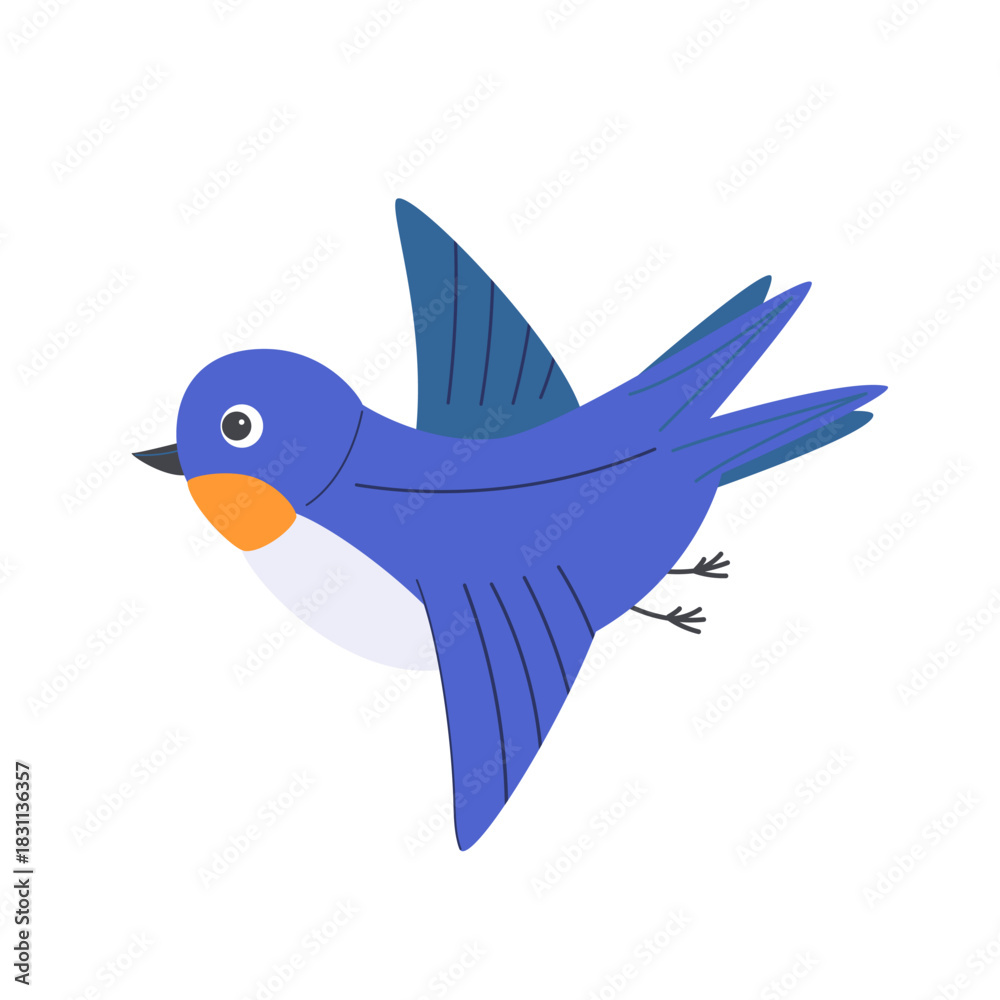 Obraz premium Cute Cartoon Swallow Bird Illustration in Friendly Style for Children’s Books, Stickers, Apps, and Nursery Décor