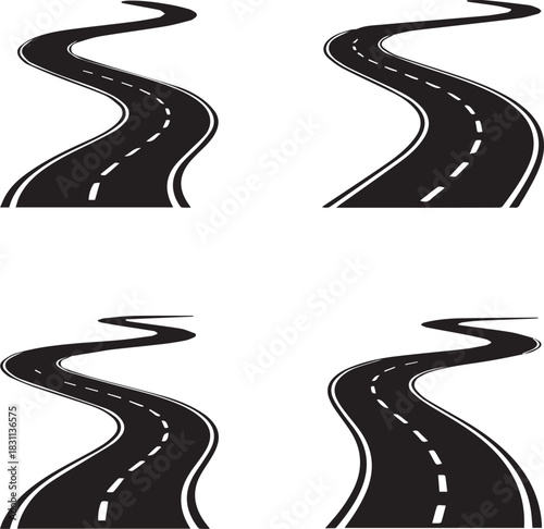 Stylized Graphic of Empty Twisting Roads or Streets Collection