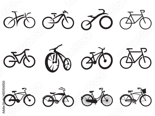Diverse Bicycle Silhouettes Collection