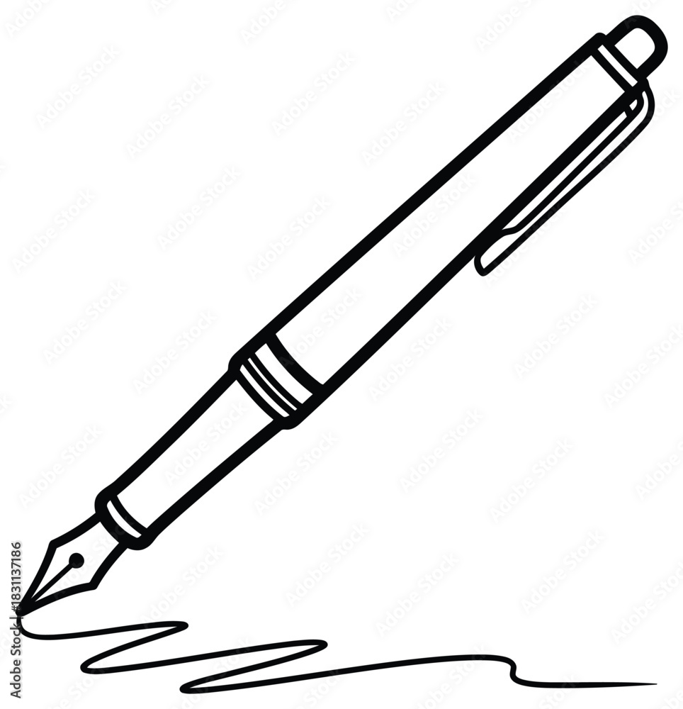 Fototapeta premium Fountain pen writing a line vector isolated