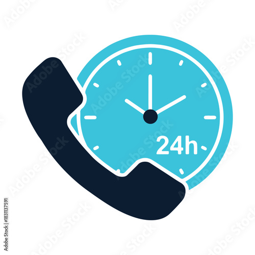 Twenty four hours service available around the clock open all day and night everyday services symbol silhouette
