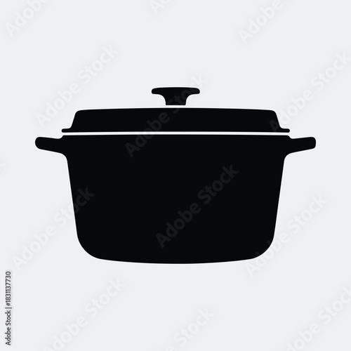 Silhouette dutch oven cooking pot kitchenware vector illustration