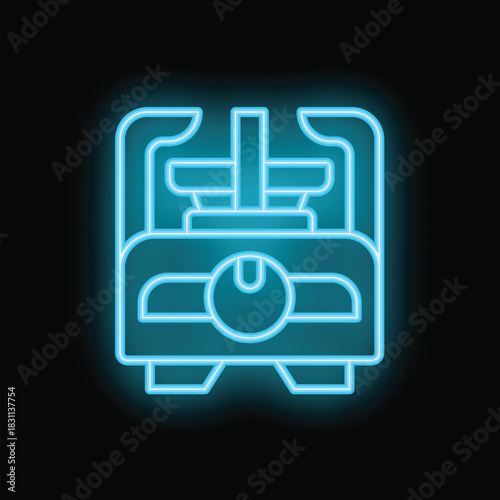 Glowing neon line camping gas stove icon isolated on black background. Portable gas burner. Hiking, camping equipment. Vector