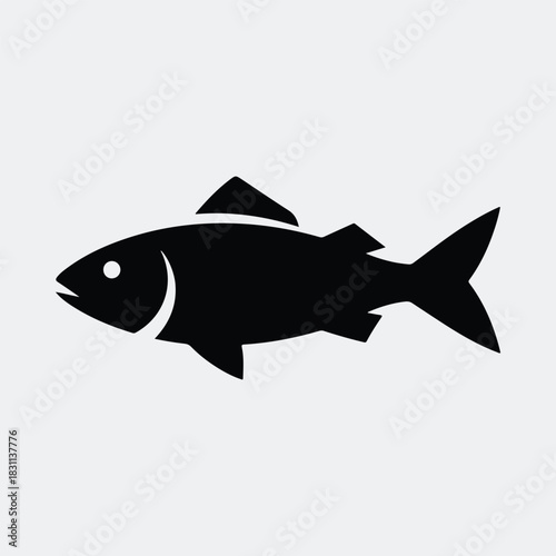 Silhouette fish icon isolated aquatic animal outline simple vector illustration