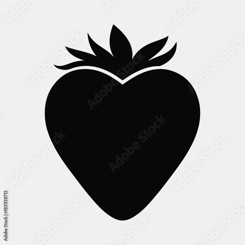 Silhouette of fresh strawberry fruit simple minimalist style vector illustration