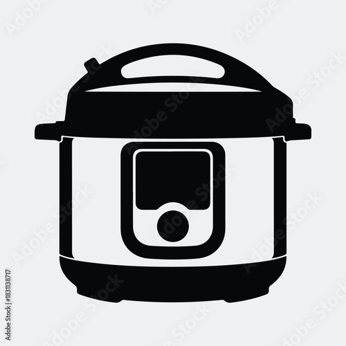 Silhouette of electric pressure cooker for instant food preparation vector illustration