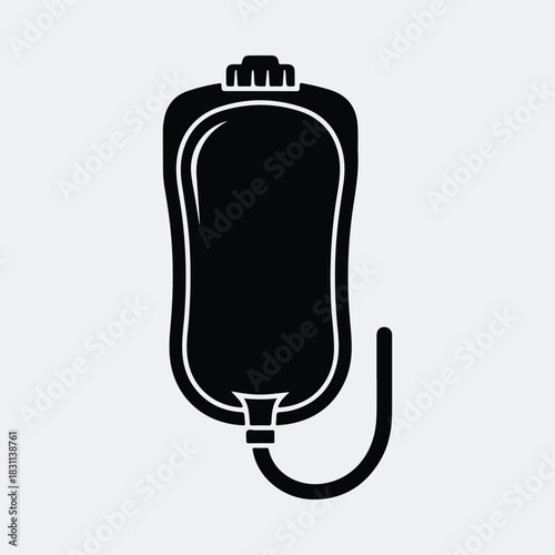 Silhouette of IV drip bag for intravenous therapy vector illustration