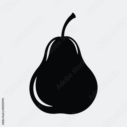 Silhouette of ripe pear fruit simple black vector illustration