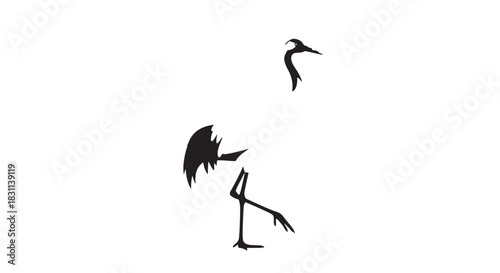 Minimal monochrome bird silhouettes with elegant stylized poses.