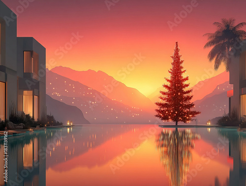 A surreal Christmas pool party