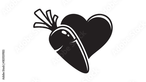 Stylized heart and carrot logo representing healthy eating and organic lifestyle.