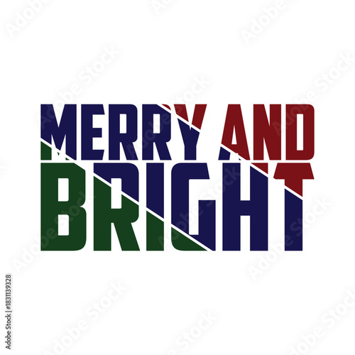 Merry and bright christmas t shirt design with festive typography