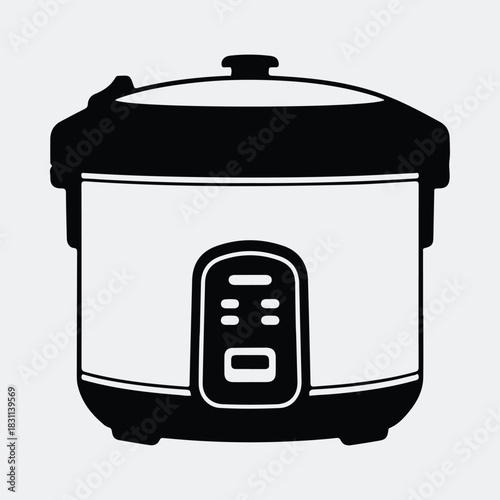 Silhouette rice cooker kitchen appliance automated machine vector illustration