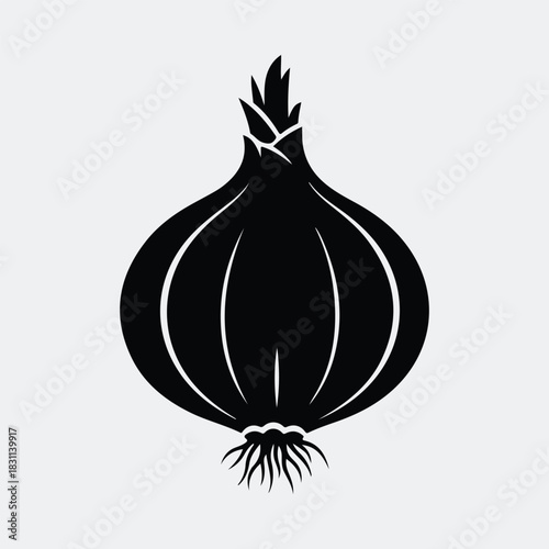 Silhouette shallot vegetable fresh organic single ingredient vector illustration