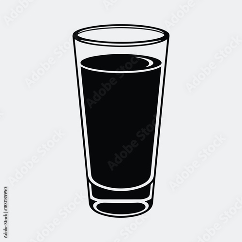 Silhouette shot glass drinkware black design beverage isolated vector illustration