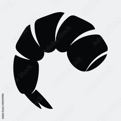 Silhouette shrimp prawn black simple seafood animal vector illustration