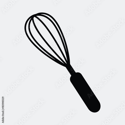 Silhouette wire whisk cooking utensil for baking preparation vector illustration