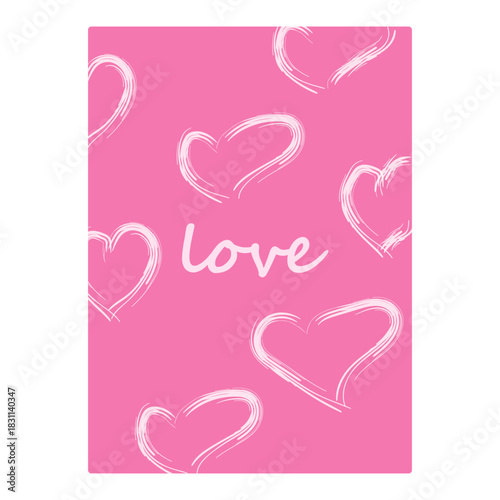 Love card for Valentine’s Day, wedding invitation, romantic message or social media. Heart pattern and handwritten text, vector illustration