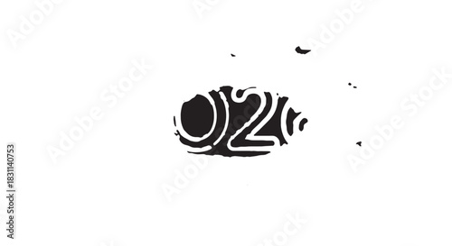 Abstract black and white tribal pattern design with geometric swirls and decorative linework.