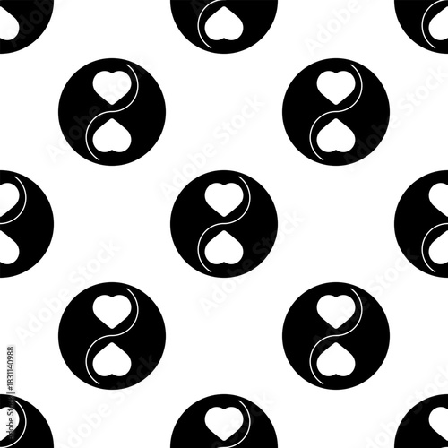 yin yang seamless pattern isolated on transparent background.