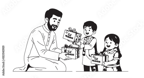 Educational moment as a kind mentor shares books with two eager children.