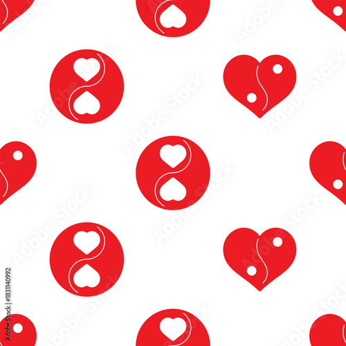 yin yang seamless pattern isolated on transparent background.