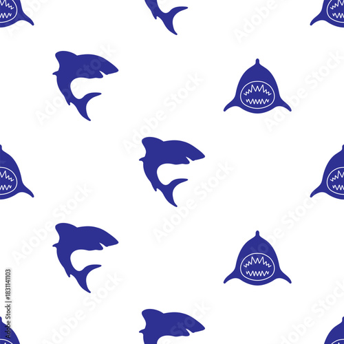 shark seamless pattern isolated on transparent background.