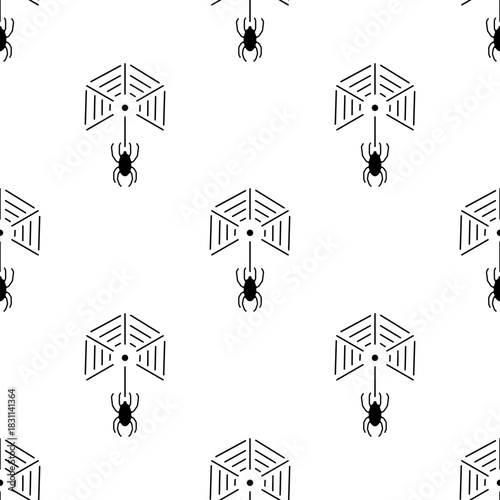 web spider seamless pattern isolated on transparent background.