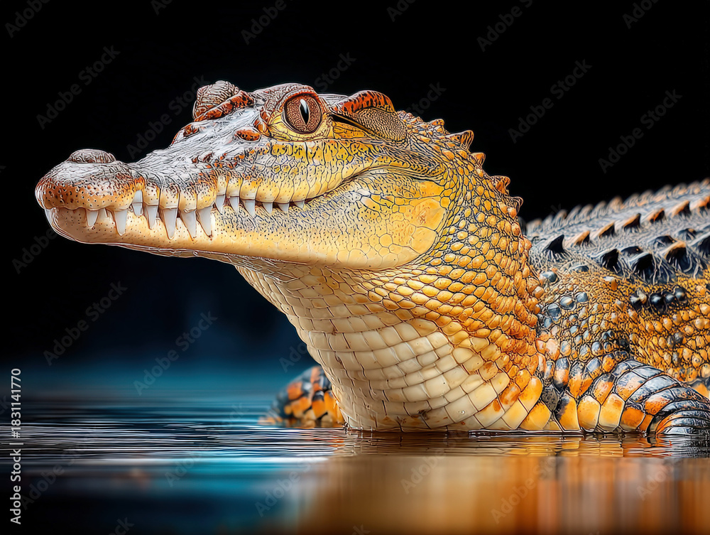 Fototapeta premium Crocodile farm with reptiles
