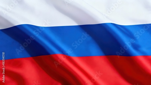 The Vibrant Colors and Symbolism of the Russian Flag, Showcasing Its Distinctive Patterns of White, Blue, and Red in a Waving Motion