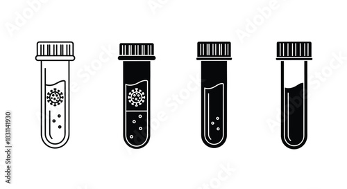 Four test tubes showing varying liquid levels and contents inside