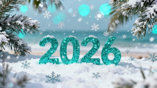 Sparkling 2026 in Glittering Snow: A Festive Celebration of Winter Beauty and New Beginnings Surrounded by Nature's Charm