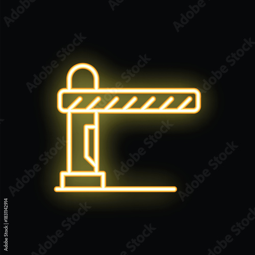 Glowing neon line closed barrier gate icon isolated on black background vector illustration for design