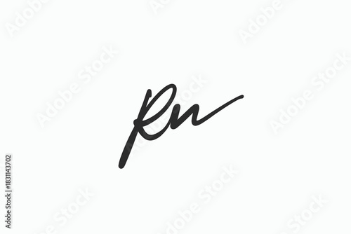 Hand Drawn Signature Style RN Initial Logo – Minimalist Black Script, Perfect for Personal Branding, Business Cards, and Social Media Use