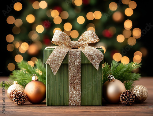 green Christmas gift box