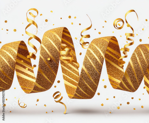 Gold ribbon isolated on whi...