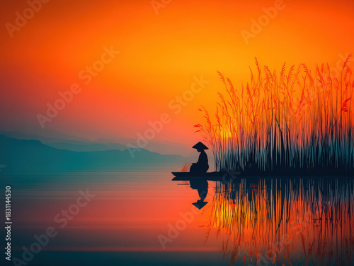 Korean farmer in rice field
