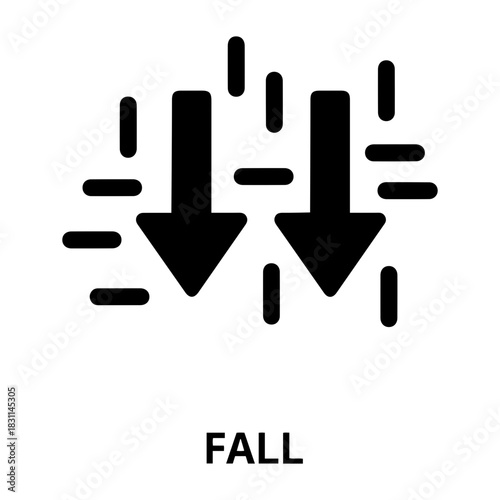 Credit and mortgage icon illustration showing two black arrows pointing downwards with short lines above and below them in black