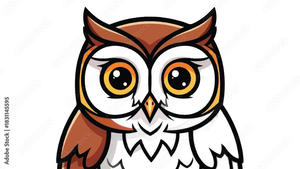 Obraz premium Cute Cartoon Owl Illustration with Big Eyes.