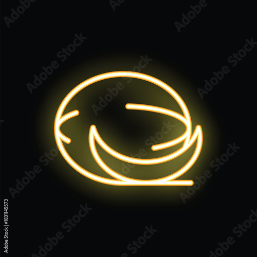 Neon yellow icon of wind swirling is glowing over a black background