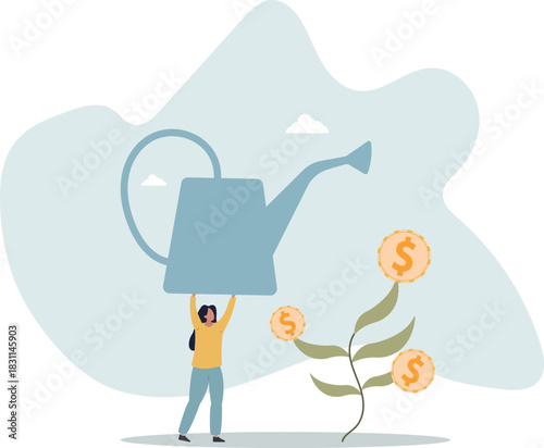 financial growth concept.Characters analyzing investments.life and employment of people.