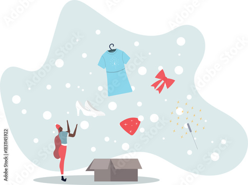 donation concept.Volunteer collecting and packing used clothes in boxes for charity.life and employment of people.