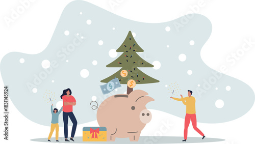 Family income .People making savings in piggy bank.life and employment of people.