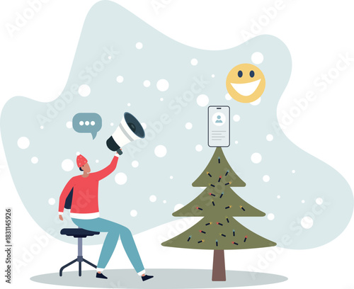 Digital business concept.character works on content marketing targeting and other activities on social networks.life and employment of people.