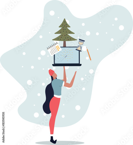 schedule planning concept. character making schedule using calendar.life and employment of people.