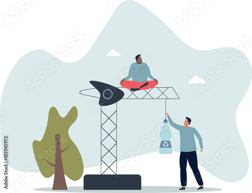 Plastic pollution concept.supporting zero waste recycling program.life and employment of people.