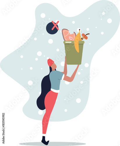 Food loss and waste illustration.Environment and resources problem concept.life and employment of people.