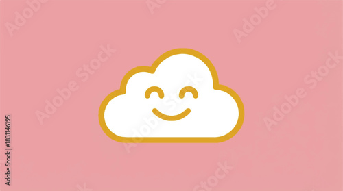 A cute and happy smiling cloud character icon.