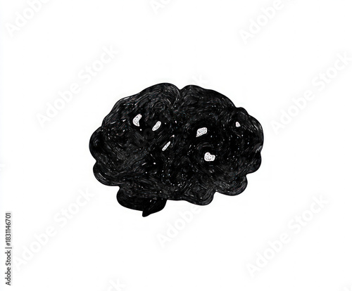 brain silhouette , black an...