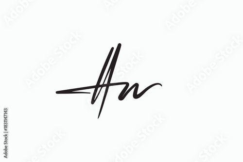 Hand Drawn Signature Style HN Initial Logo – Minimalist Black Script, Perfect for Personal Branding, Business Cards, and Social Media Use
